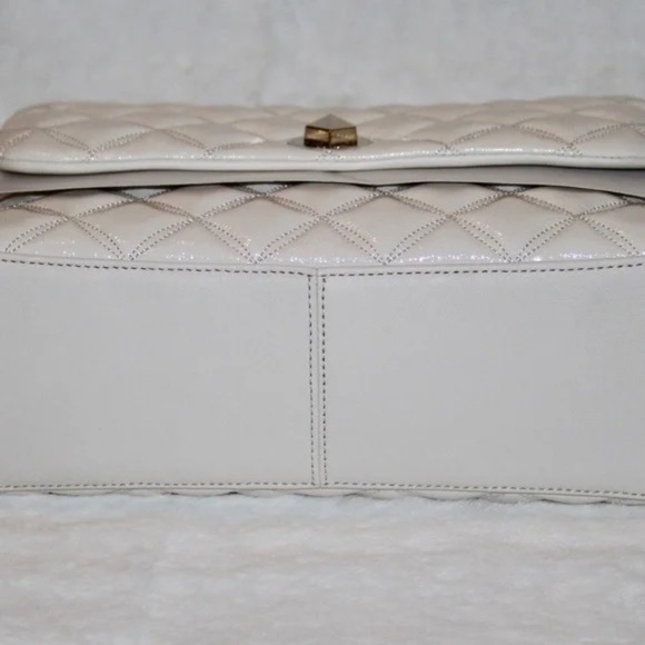 Kate Spade Quilted Crinkled Patent Leather Medium Flap Shoulder Bag, Parchment - Picture 5 of 8